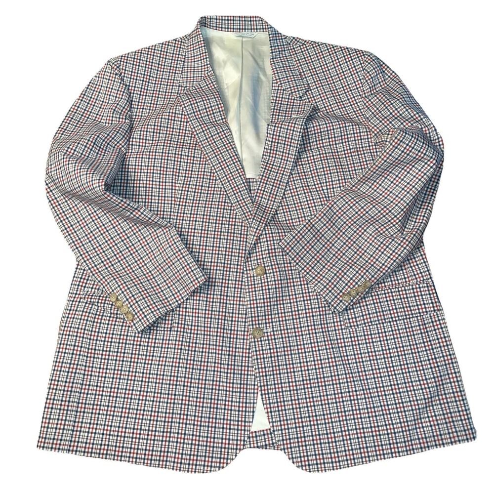 Vintage Plaid Red White Blue Sport Jacket Blazer